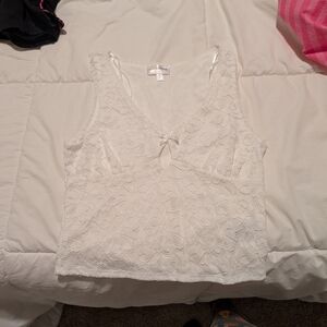 One Clothing Ivory Lace V-Neck Top